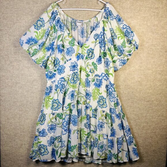 ARULA by Alter State Women's Blue Floral Tiered Midi Dress Size C Plus Size 3X - Picture 2 of 16